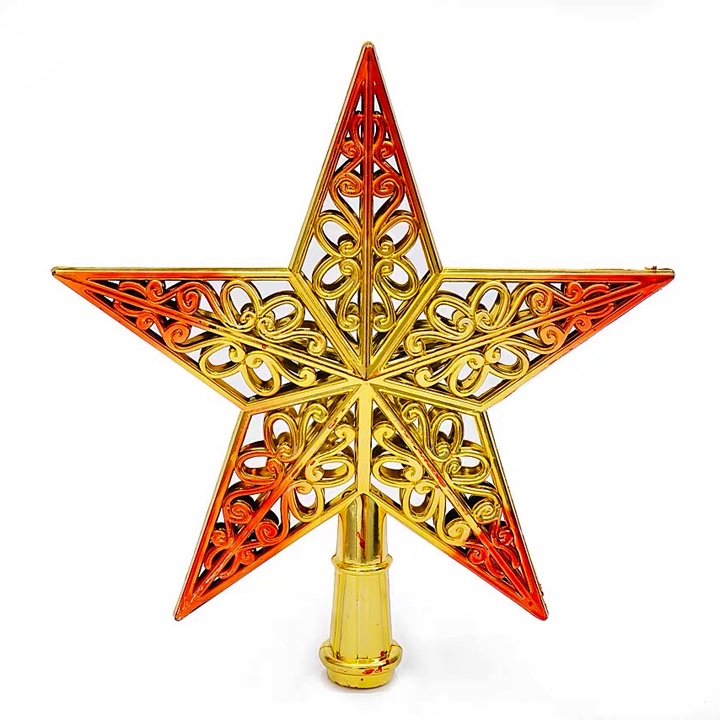 Ngôi sao Giáng Sinh 15cm vân lưới gắn đỉnh cây thông trang trí noel size trung