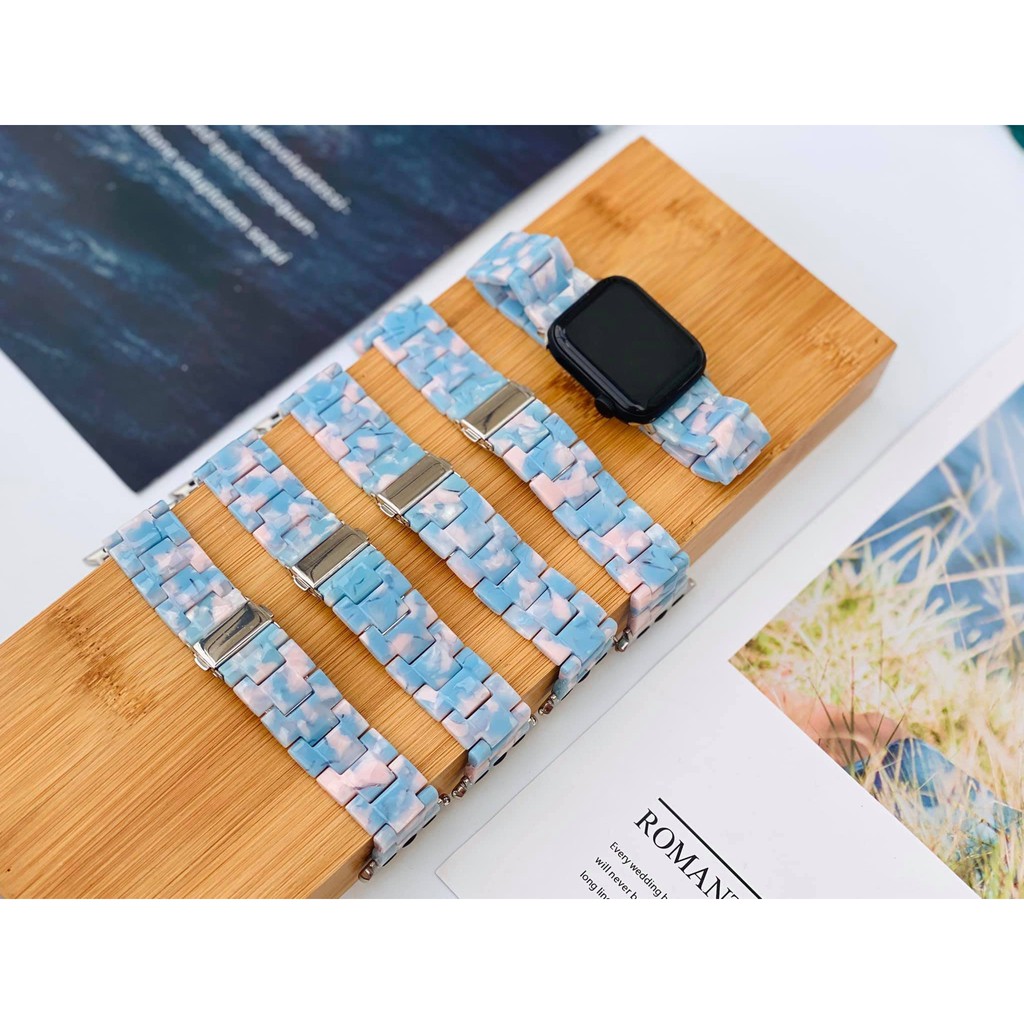 Dây đeo Apple Watch nhựa giả gốm nhiều màu, size 38/40mm 42/44mm