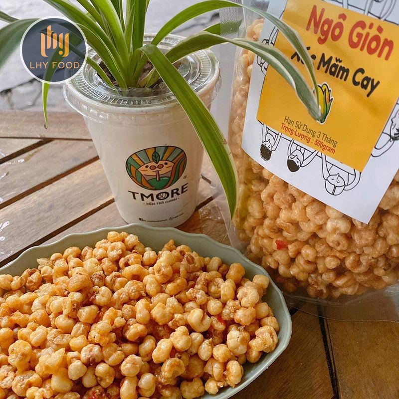Ngô giòn xóc mắm cay 1 gói/450gam LHYFOOD, ăn vặt Hà Nội vừa ngon vừa rẻ