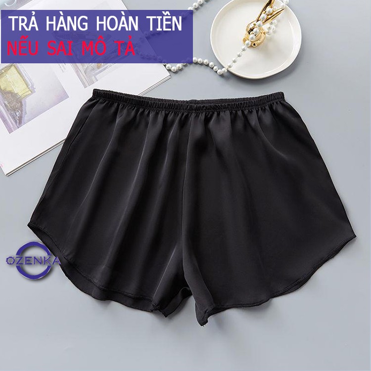 Quần short nữ mặc trong váy OZENKA , quần sooc đùi lụa đẹp ngắn mặc ở nhà mặc đi ngủ siêu mát màu đen da size dưới 55 kg