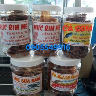 5 món ghẹ sữa ram ,mực rim me cán ,mực rim me con, cá cơm sấy, cá mai sốt chanh 200g
