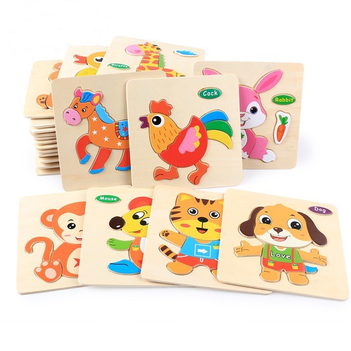 Set 6  Tranh Xếp Hình Ghép Gỗ Cho Bé Rèn Luyện Tính Kiên Trì.