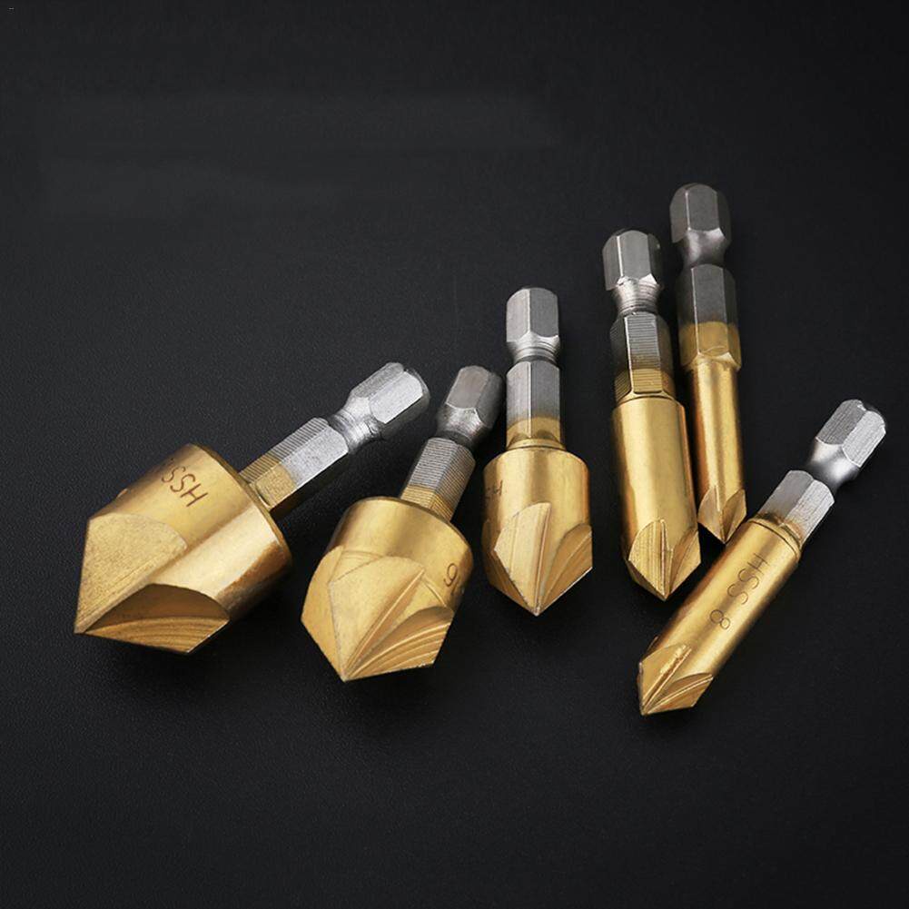 Bộ 6 mũi khoan thân lục giác HSS vát mép 6mm-19mm 1/4 inch khoét lỗ sáo 90 độ IBestMeasure