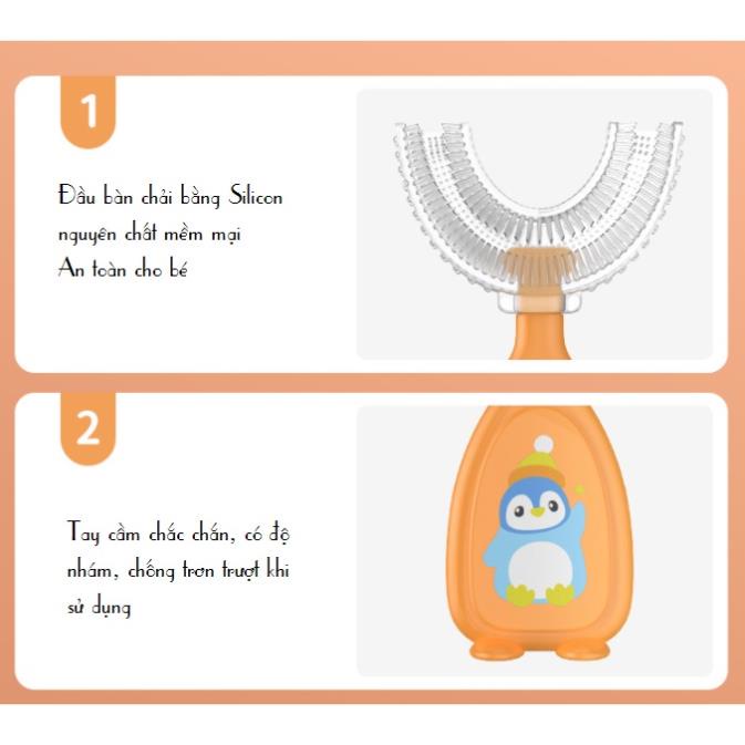 Bàn chải đánh răng cho bé 1 tuổi 2 tuổi 2 tuổi 3 tuổi chữ U silicon mềm mại tập đánh an toàn