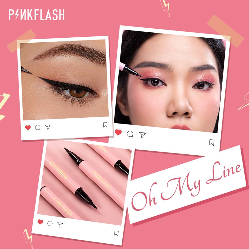 Bút kẻ mắt Pinkflash dạng lỏng nhanh khô màu đen chất lì chống nước lâu trôi