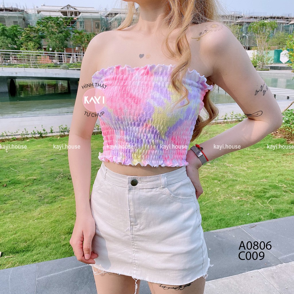 Áo Ống Nhún Loang Màu, Siêu Quyến Rũ [Ảnh thật] A5080