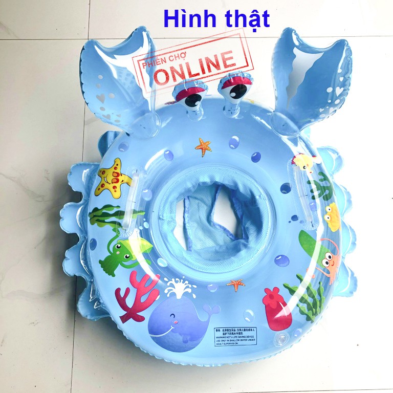 Phao Bơi Xỏ Chân Chống Lật Cho Bé 0-4t Hình Con Cua (Xanh/Hồng)