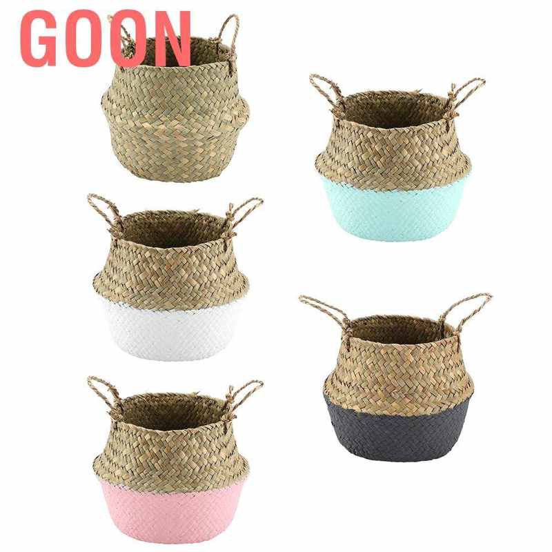 Goon Foldable Natural Seagrass Woven Clothes Storage Organizer Flower Pot Basket