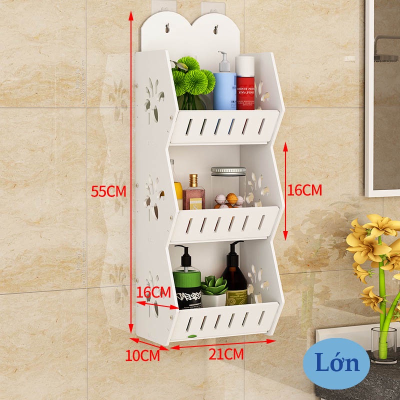 Kệ treo tường phòng tắm, kệ để đồ phòng tắm VHT06 đầy đủ phụ kiện treo không cần khoan đục tường