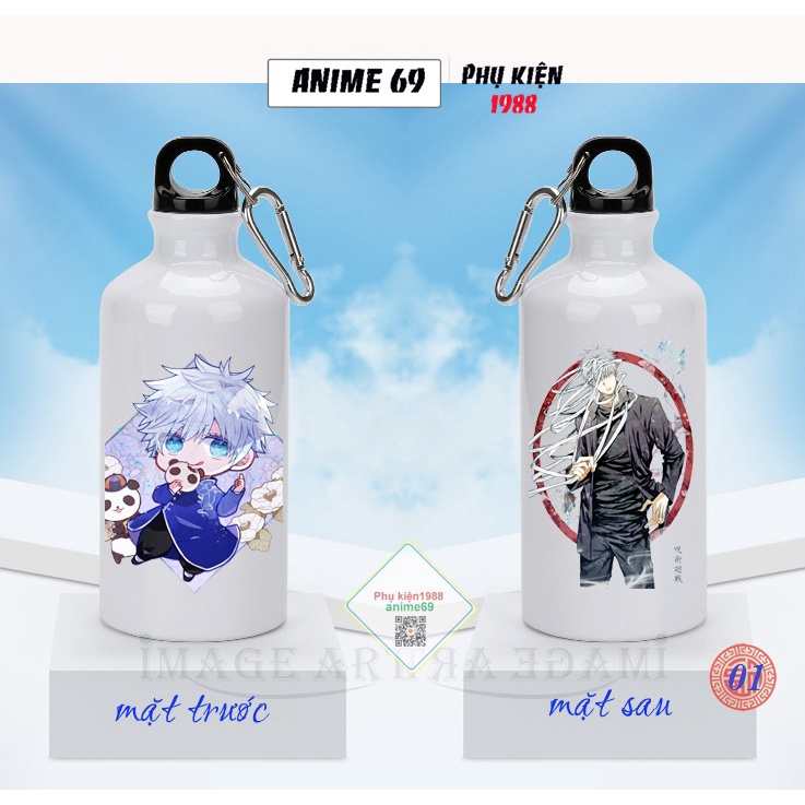 Bình nước thể thao nhôm in hình anime -Chú Thuật Hồi Chiến- Jujutsu Kaisen -500ml