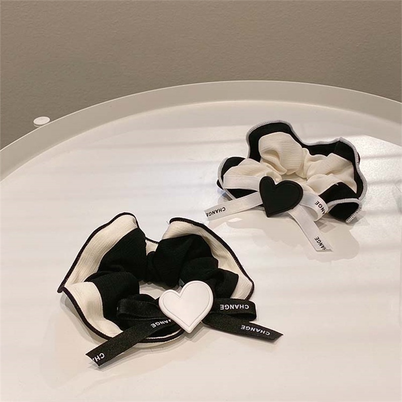 Dây buộc tóc hình nơ màu đen cỡ lớn phong cách cổ điển thanh lịch