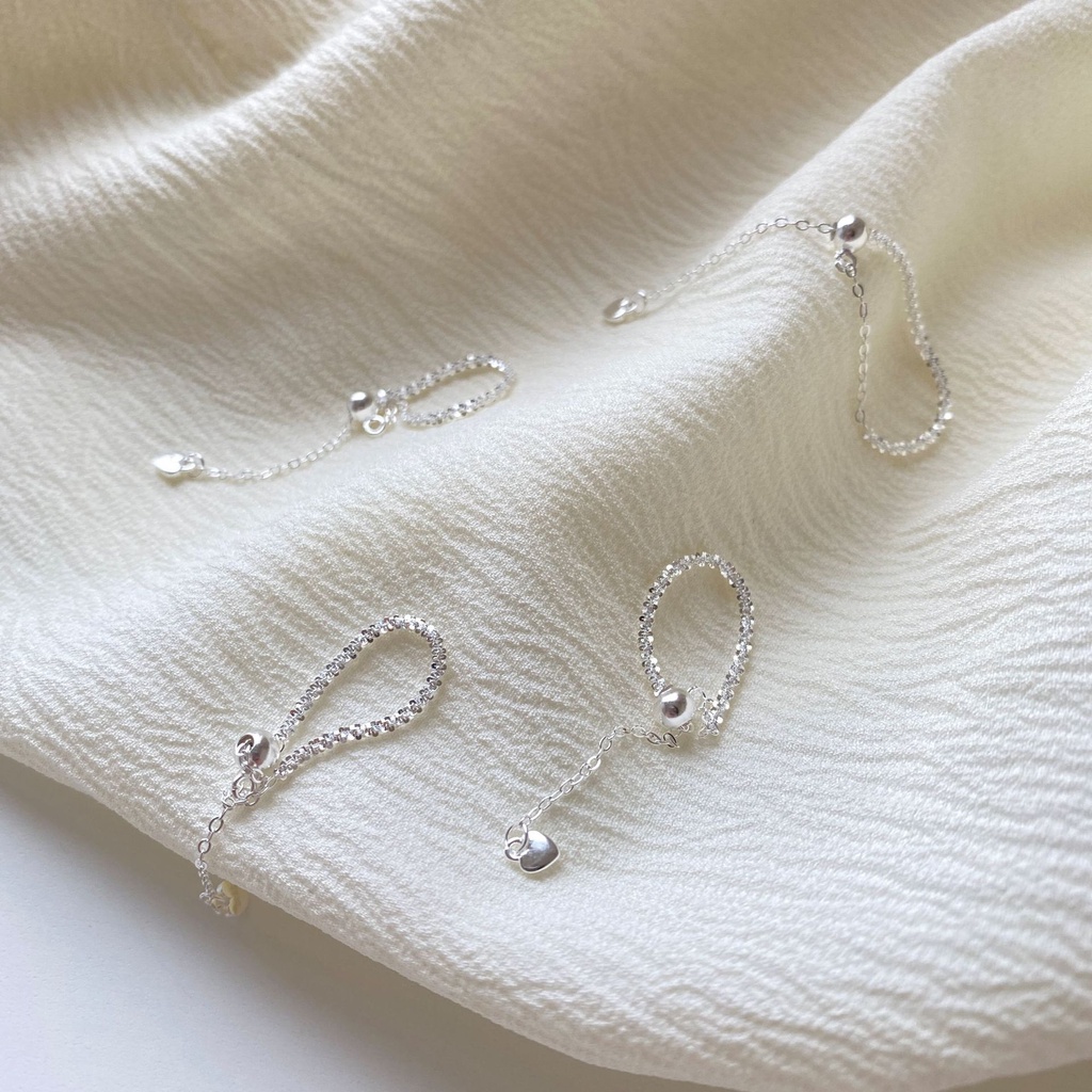 Nhẫn nữ nhẫn bạc s925 dây xoắn lấp lánh freesize Cá jewelry NB165