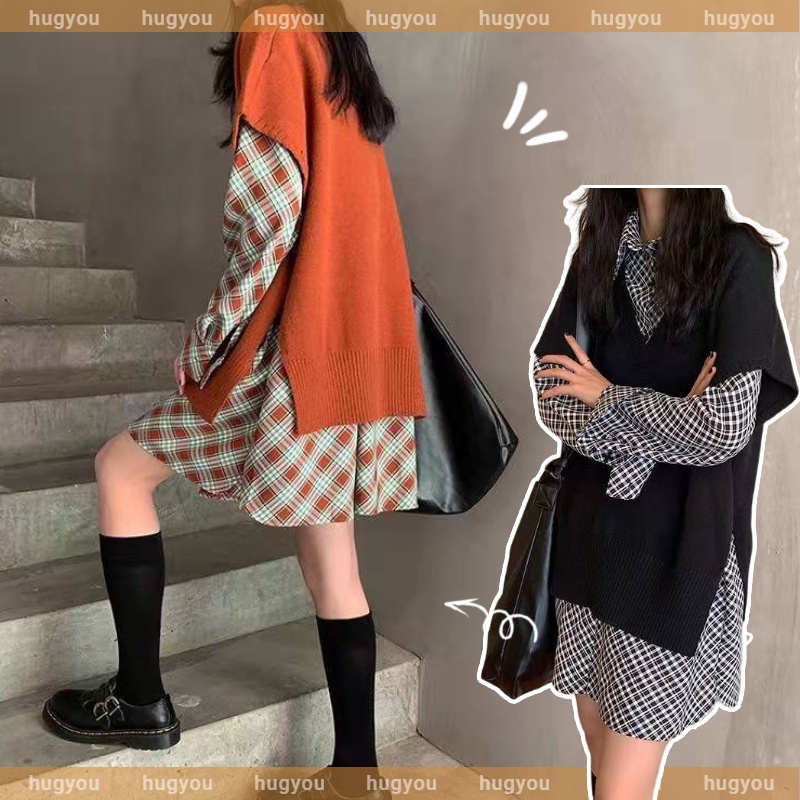 Bộ áo sweater dài tay+áo dệt kim xinh xắn cho nữ (Có bán lẻ)