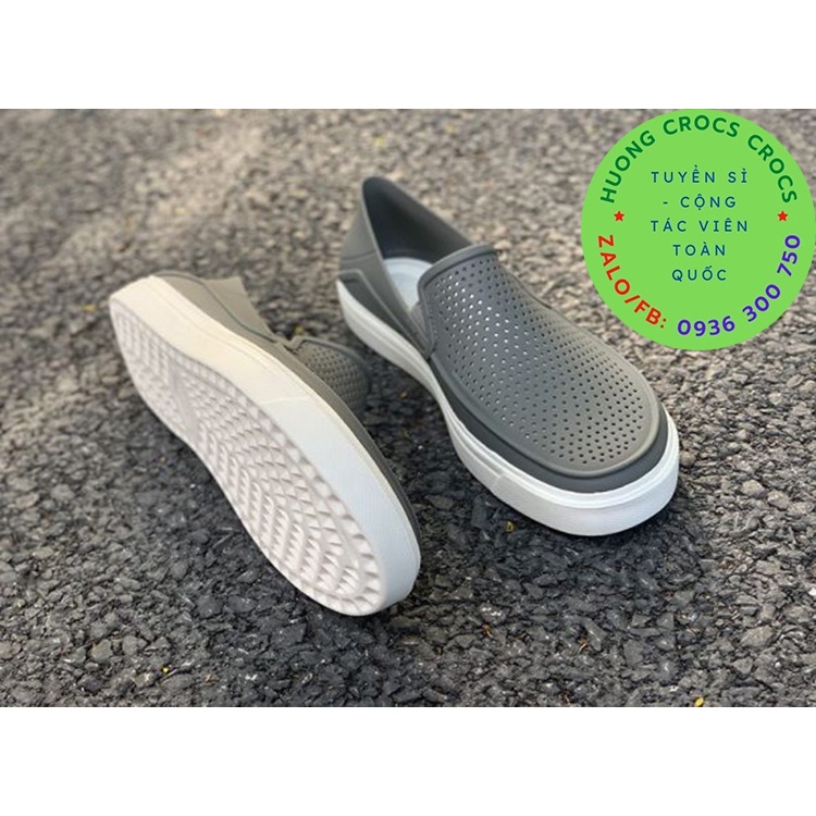 GIÀY NHỰA CROS CITILANE ROKA SLIP ON CHO NAM MÀU XÁM XUẤT XỊN FULL BOX
