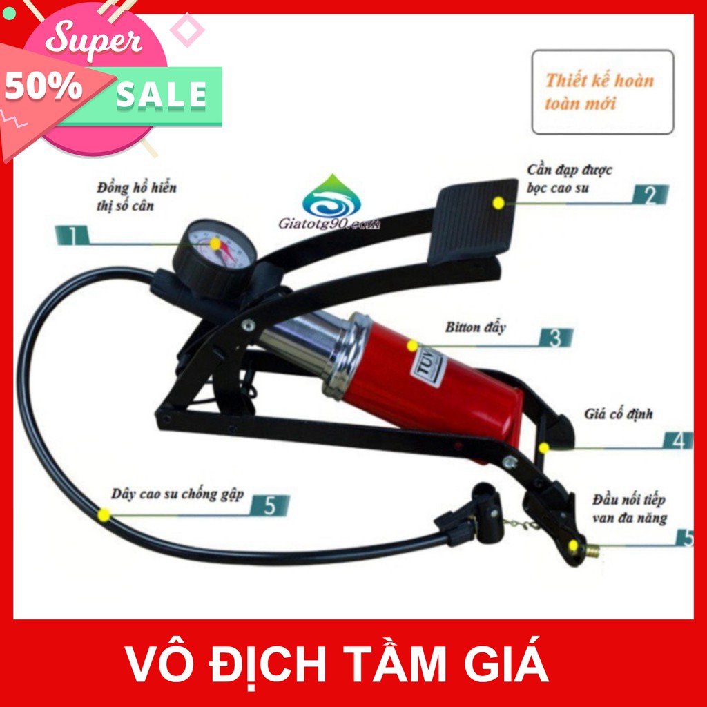 Bơm đạp chân mini đa năng cho ôtô, xe máp, xe đạp( đạp chân)  sỉ giá tốt mua ngay giảm giá 50% cho khách hàng