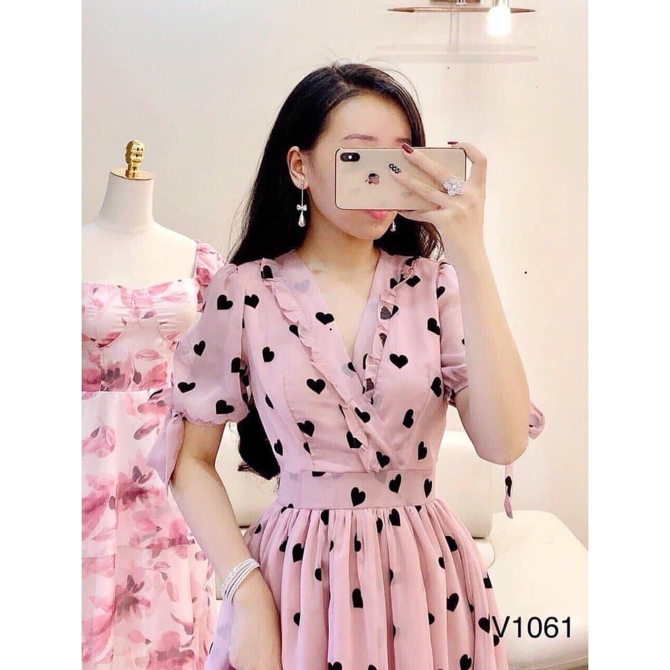 [XẢ KHO] VÁY ĐẦM VOAN HỌA TIẾT TRÁI TIM SIÊU DỄ THƯƠNG THỜI TRANG NỮ THIẾ KẾ ARAVA DV01 | BigBuy360 - bigbuy360.vn