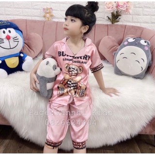Sét bộ pjzama lụa gấu cho bé gái