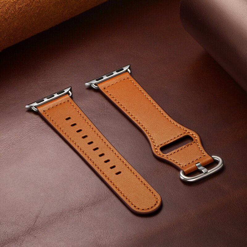 Dây đeo bằng da sang trọng cho đồng hồ Apple 7 band 41 45mm 44mm 40mm iWatch series 6 se 5 4 3 41mm 42mm 38mm
