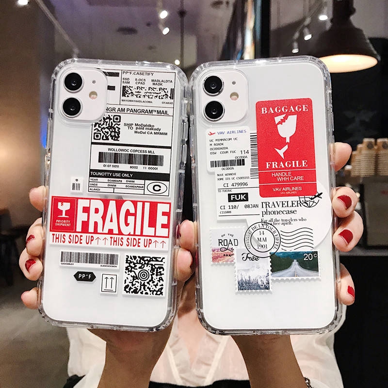 Chống Rơi Ốp Điện Thoại Mềm Họa Tiết Nhãn Hiệu Fragile Cho Iphone 11 11pro 11promax 6 6s 7 8 6plus 7plus 8plus X Xs Xr Xsmax