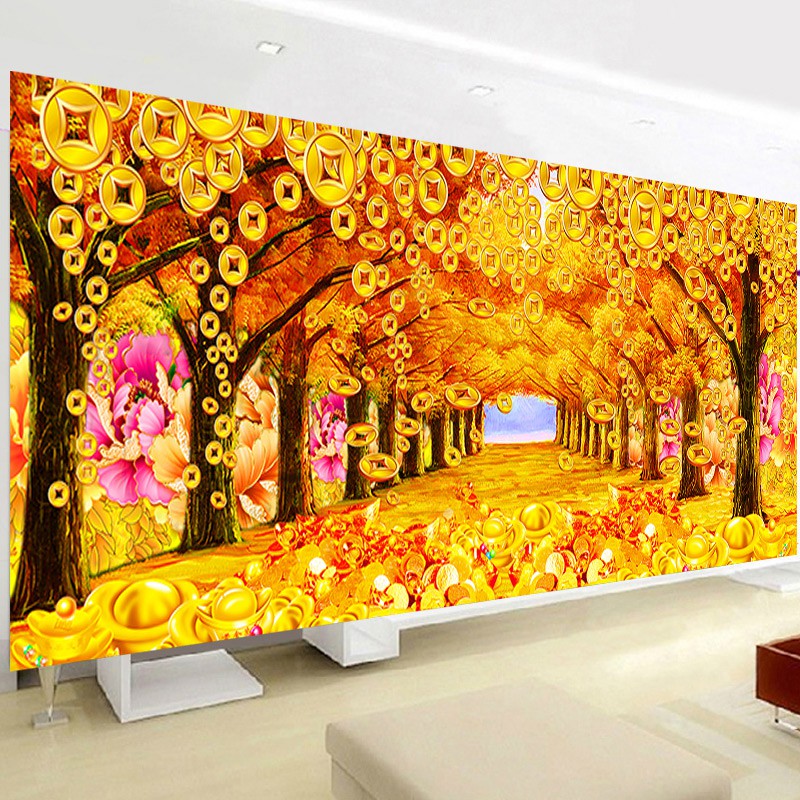 Tranh đính đá kim cương đa sắc ABC Rừng Cây Tiền Vàng DF2677