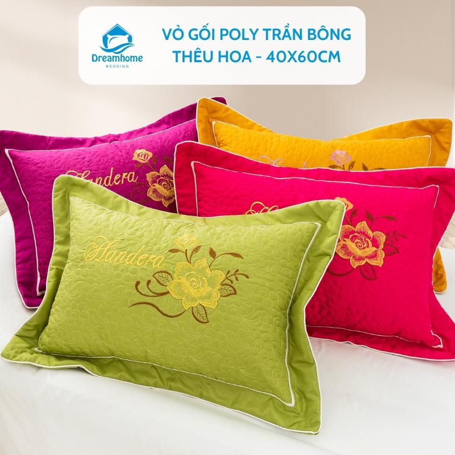 Vỏ gối nằm cotton poly trần bông dây khóa kéo, vỏ gối size 40x60 (1 đôi)