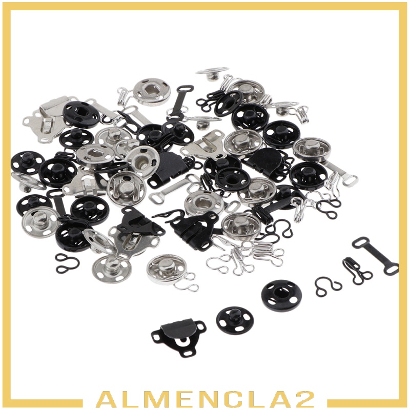 [ALMENCLA2] 50 Sets Sew-on Hook and Eye Fasteners Closure Press Snap Buttons DIY Sewing