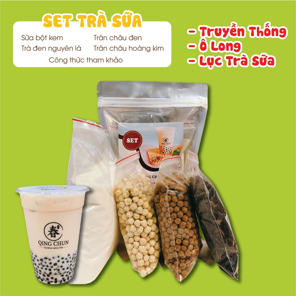 SET NGUYÊN LIỆU PHA TRÀ SỮA TRUYỀN THỐNG, OLONG, LỤC TRÀ (15-20 LY)