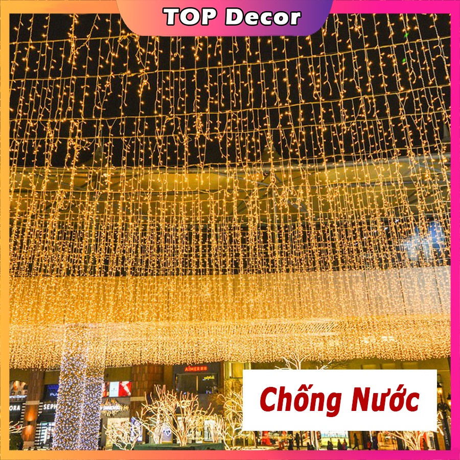 Đèn nháy trang trí mành rèm⚡𝗖𝗛𝗢̂́𝗡𝗚 𝗡𝗨̛𝗢̛́𝗖⚡ 12 Mét 62 Sợi Thả Cao Cấp -Đèn Nháy Trang Trí Tết Quán Cafe,tiệc cưới