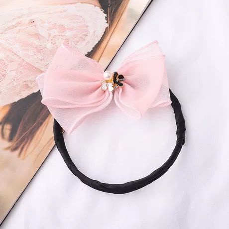 Dây Cột Tóc Đính Nơ Và Ngọc Trai Xinh Xắn