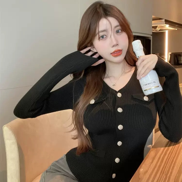 Áo cardigan ZHELIHANGFEI dệt kim tay dài cổ chữ V thời trang cho nữ