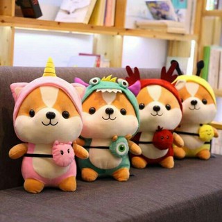Gấu bông sóc cosplay cá mập có túi siêu xinh êm mịn
