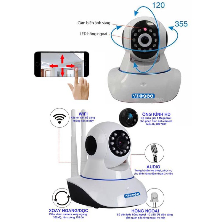 [Hàng CCty]Camera IP YooSee 3 Anten HD1080P,ĐÀM THOẠI 2 CHIỀU | BigBuy360 - bigbuy360.vn