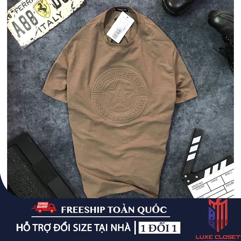 Áo thun nam Havis Creative tay ngắn thun cotton logo dập nổi cao cấp AXK083