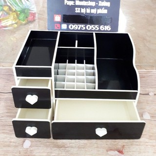Kệ mỹ phẩm 35cm max đen full ô son dưới