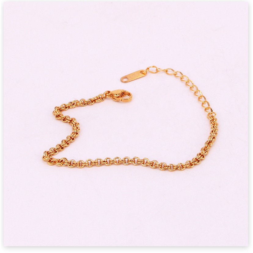 Vòng tay lắc tay nữ titan 2 xích lòng nhau H14-407 - CAM KẾT KHÔNG GỈ, KHÔNG BAY MÀU - BẢO HÀNH 12 THÁNG