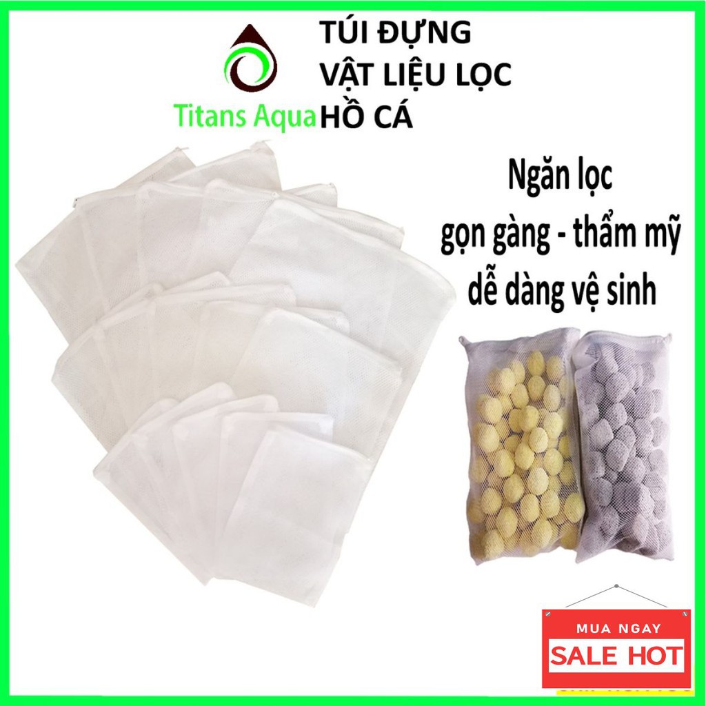 TÚI ĐỰNG VẬT LIỆU LỌC HỒ CÁ CÓ KHÓA KÉO - 4 kích thước lựa chọn