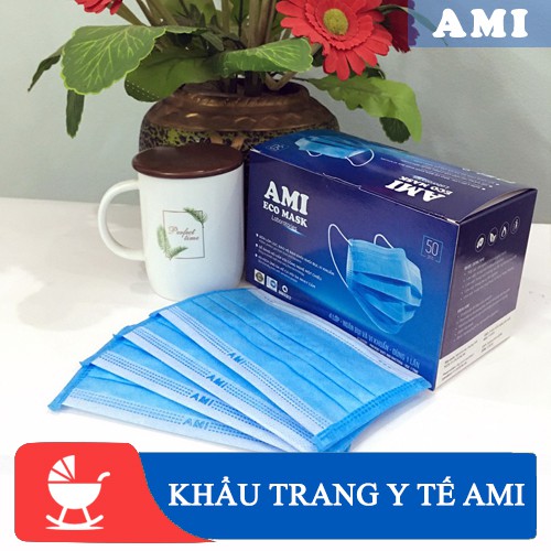 Khẩu trang Y tế AMI - Kháng khuẩn 4 lớp [MÀU XANH]