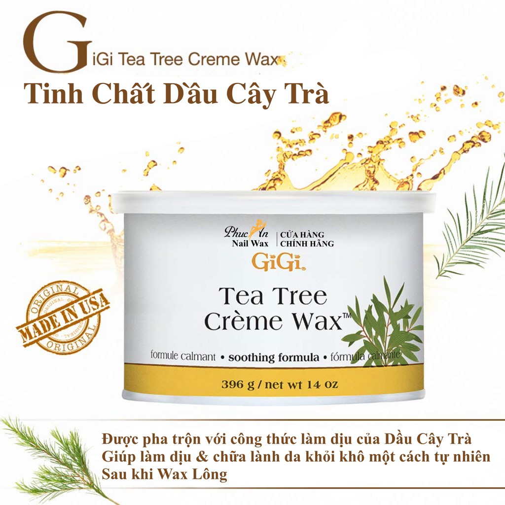 Kem Wax Tẩy Lông GiGi Tea Tree Hương Lá Trà (Tặng kèm 10Que + 100mGiấy) Tẩy Lông Sáp Wax Lông Chính Hãng GiGi