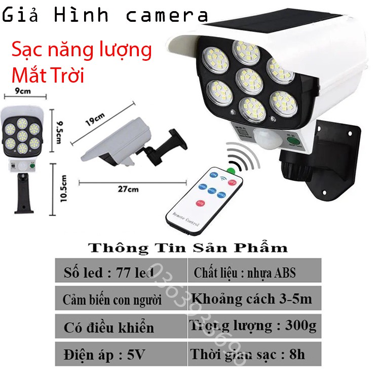 Đèn năng lượng mặt trời cảm biến chuyển động giả camera chống trộm cảm ứng tự động BẬT TẮT có điều khiển từ xa ~ Gocolo