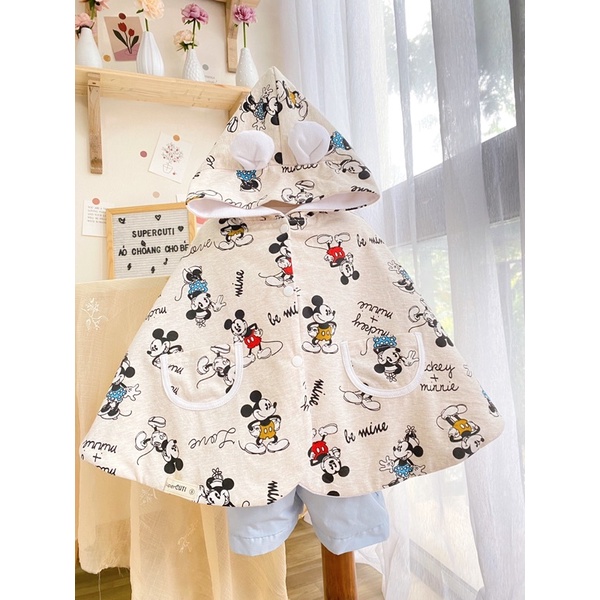 ( Ảnh Thật ) Áo Choàng Cho Bé Mẫu Mickey Lót Lông Vừa