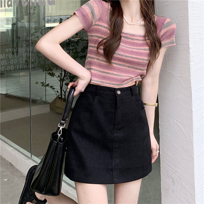 Chân váy màu trơn dáng chữ A dáng ngắn eo cao ôm vừa vặn thời trang nữ hàng loại 1 QC cao cấp