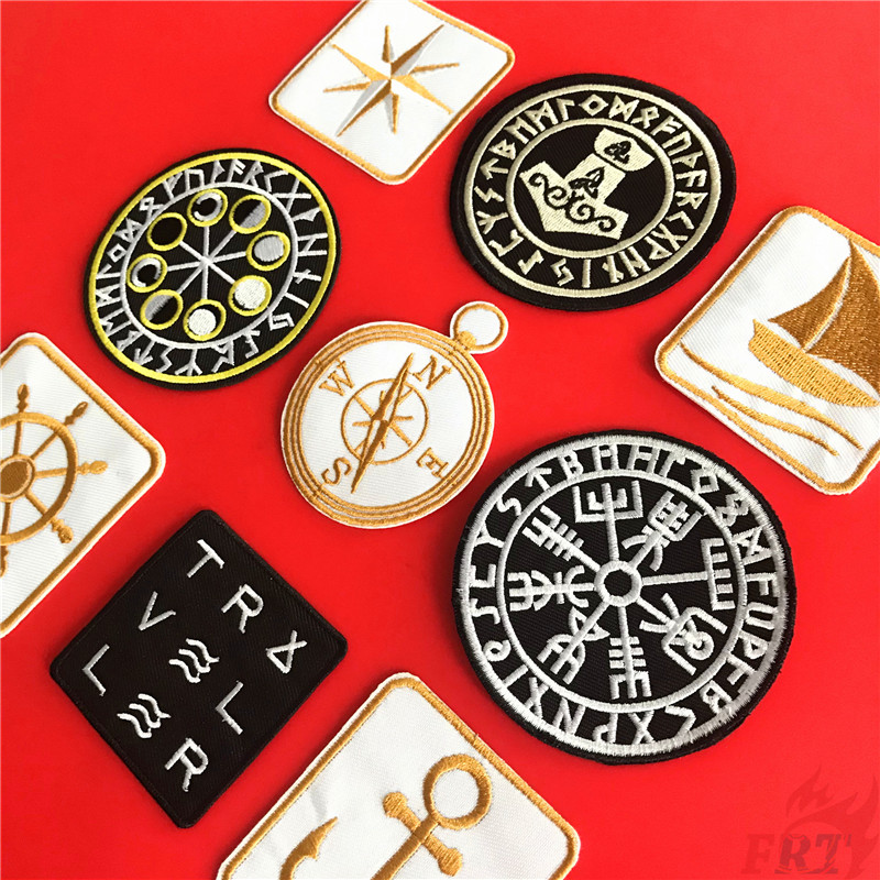 Miếng vá ủi thêu họa tiết phong cách thuyền buồm Viking