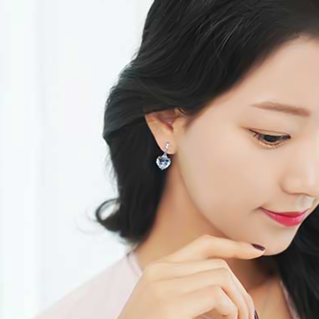 Cặp khuyên tai mạ vàng 9k hình trái tim đính đá quý nhân tạo sang trọng quý phái dành cho nữ