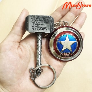 Combo 2 Móc Khóa Captain America: Khiên Captain Và Búa Thor Trong EndGame - Móc Khóa Avengers Infinity War
