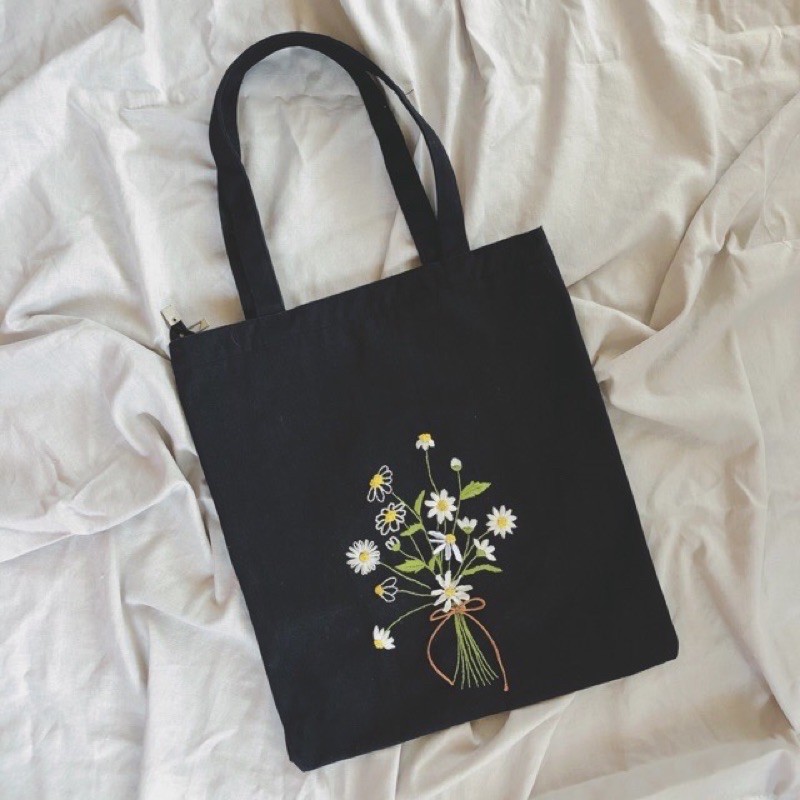 Túi tote vải thêu tay - thêu tên  thêu theo yêu cầu