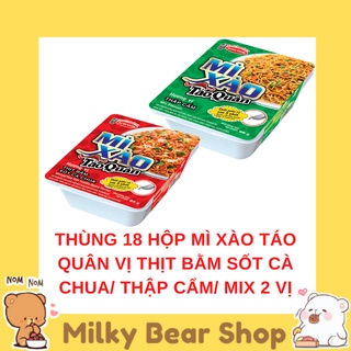THÙNG 18 HỘP MÌ XÀO TÁO QUÂN VỊ THỊT BẰM SỐT CÀ CHUA/ THẬP CẨM/ MIX 2 VỊ