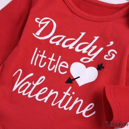 Nhv-baby Girls Daddy 's Little Valentine Áo Liền Quần + Quần Mũ 4 Bộ Trang Phục
