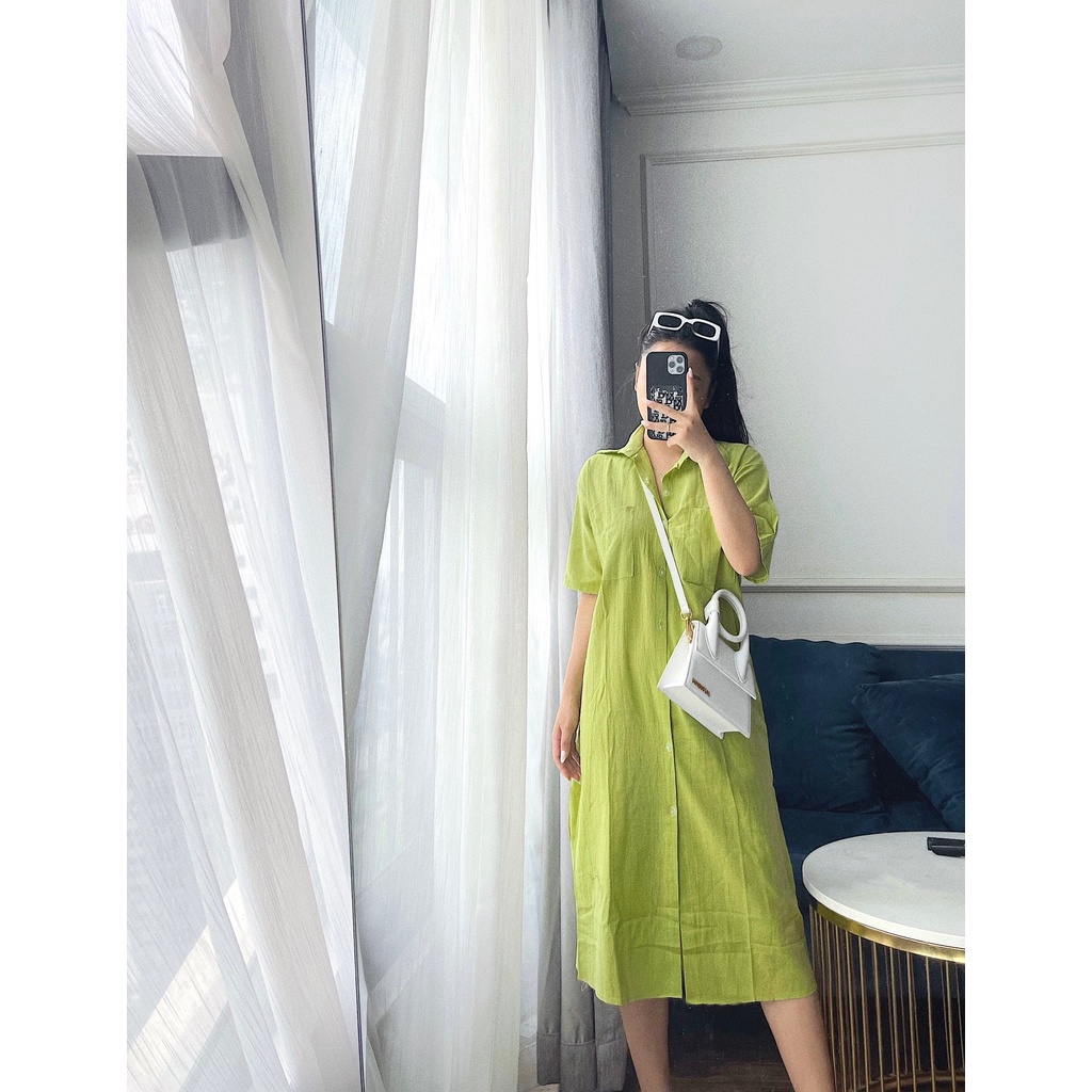 Váy sơ mi dáng dài suông nữ qua gối công sở VÁY SM