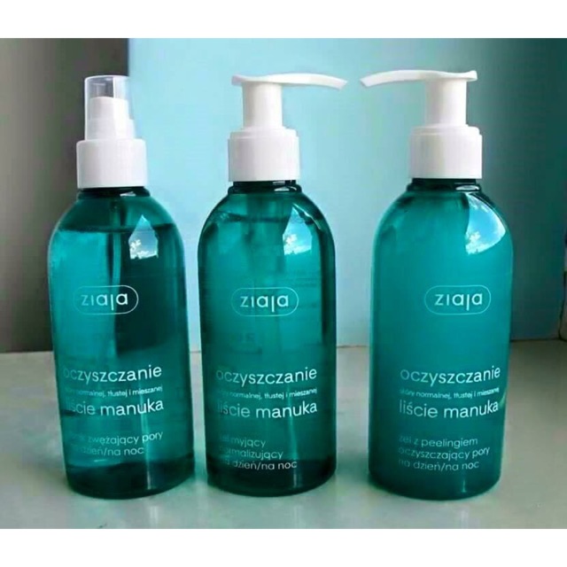 Set sữa rửa mặt, nước hoa hồng và tẩy da chết ziaja manuka