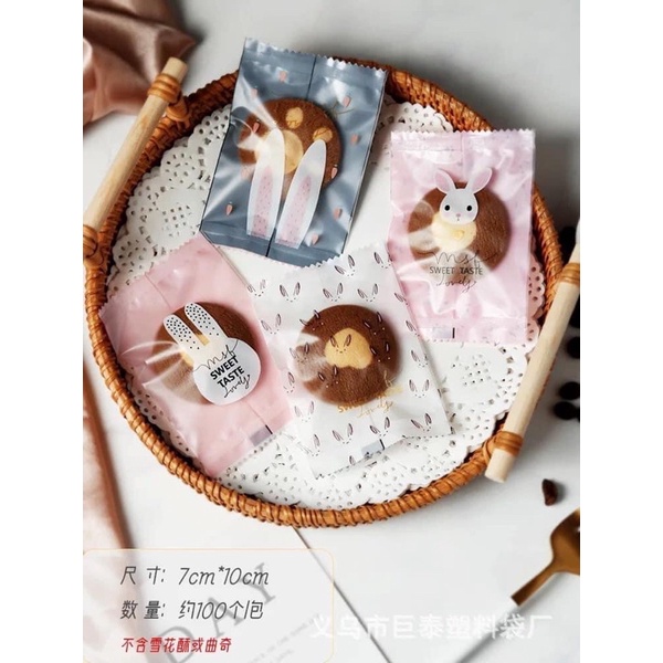 100 túi bánh mẫu thỏ 7*10